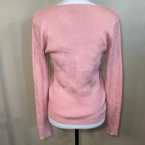 Crave Fame Sweater Sizes L & XL Junior Pink Soft Cable Knit Ribbed Stretchy New - Picture 3 of 13